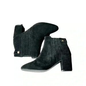WOMENSS ELLOS GENUINE BLACK SUEDE BOOTIES•SIZE 9•LIKE NEW•3 INCH HEELS•